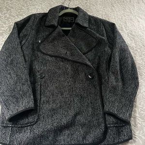Black lightweight wool like shorter tweed coat